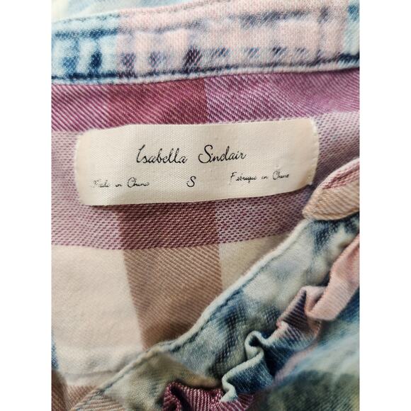 Isabella Sinclair Anthrolpologie flannel w/ruffle neckline small 100% Cotton - Picture 6 of 7